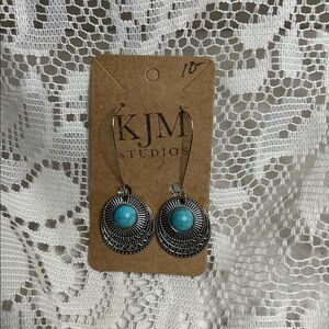 KJM Studios Silver tone and Turquoise tone Earrings